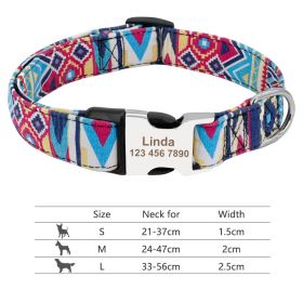 Adjustable Nylon Dog Collar Personalized Dogs Cat ID (Option: 019LBlue-M)