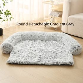 Pet Dog Plush Winter Warm Sofa Cushion (Option: Round Detachable Gradient Gray-XL)