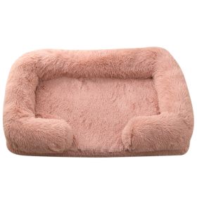 Plush Round Pet Bed Dog Bed Winter (Option: M27 Leather Pink-S No Inner Sleeve)