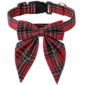 Pet Collar Bow Tie Christmas Dog (Option: Red Plaid-M)