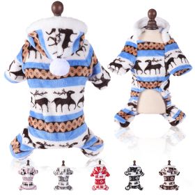 Puppy Clothes Super Soft Coral Fleece Pet Clothes Christmas Outfit (Option: Blue-M)