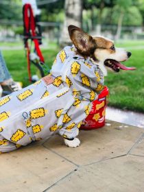 Short Leg Captain Golden Retriever Corgi Fully Wrapped Waterproof Raincoat Four-legged Dog Clothes (Option: Biscuits-XL)