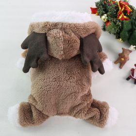 Autumn And Winter Christmas Four Legs Thick Fleece Warm Dog Coat (Option: Brown Elk-M Back Length 30cm)