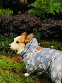 Short Leg Captain Golden Retriever Corgi Fully Wrapped Waterproof Raincoat Four-legged Dog Clothes (Option: Polar Bear Velvet-6L)