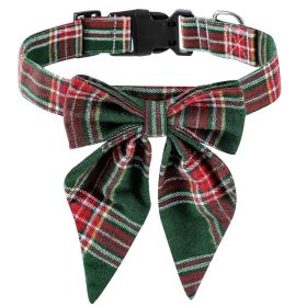 Pet Collar Bow Tie Christmas Dog (Option: Green Plaid-L)