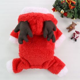 Autumn And Winter Christmas Four Legs Thick Fleece Warm Dog Coat (Option: Red Elk-M Back Length 30cm)